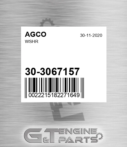 30-3067157 Wshr for AGCO
