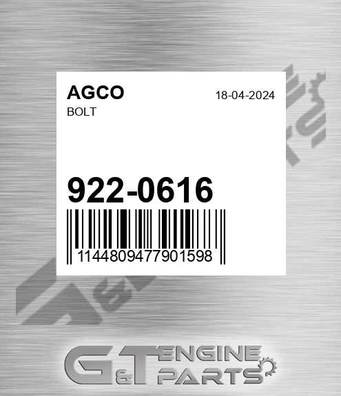 922-0616 Bolt for AGCO