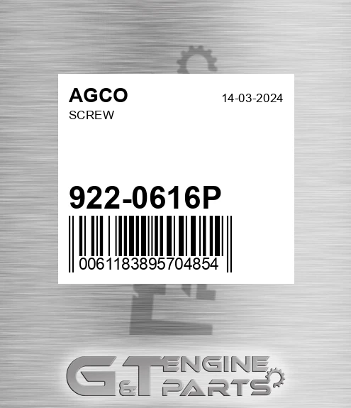 922-0616P Screw for AGCO