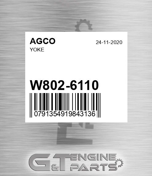 W802-6110 Yoke for AGCO