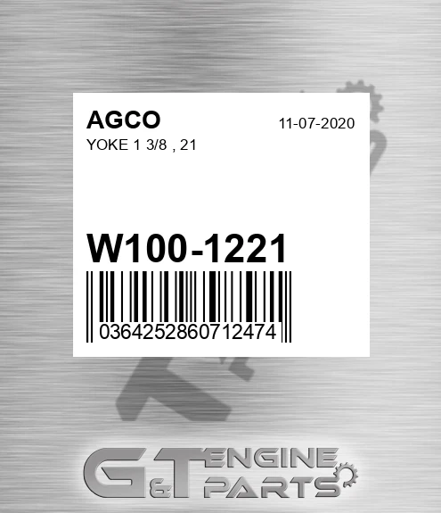W100-1221 Yoke 1 3/8 , 21 for AGCO