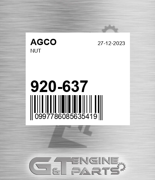 920-637 Nut for AGCO