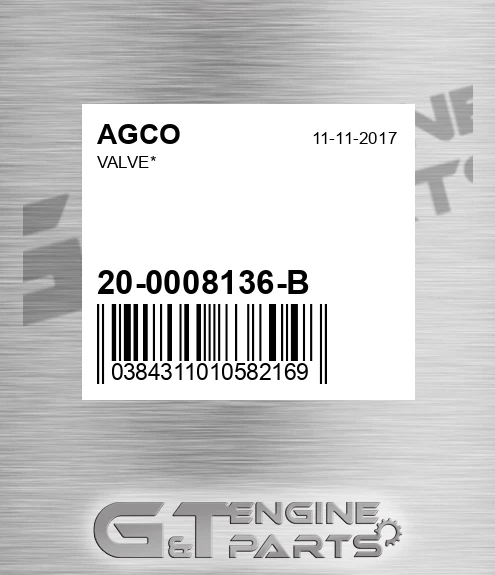 20-0008136-B Valve* for AGCO