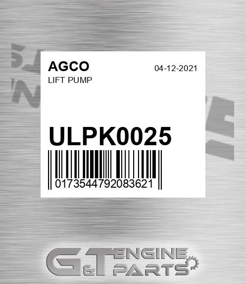 ULPK0025 AGCO Lift Pump
