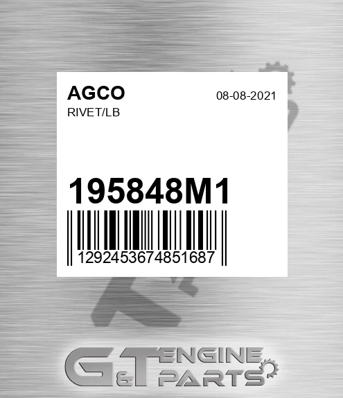 195848M1 Rivet/lb for AGCO