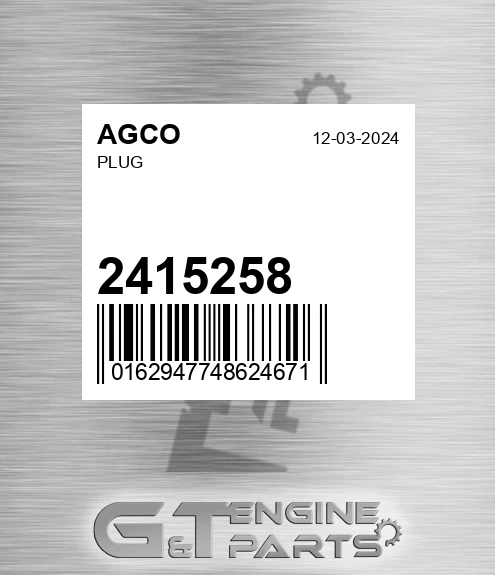 2415258 Plug for AGCO
