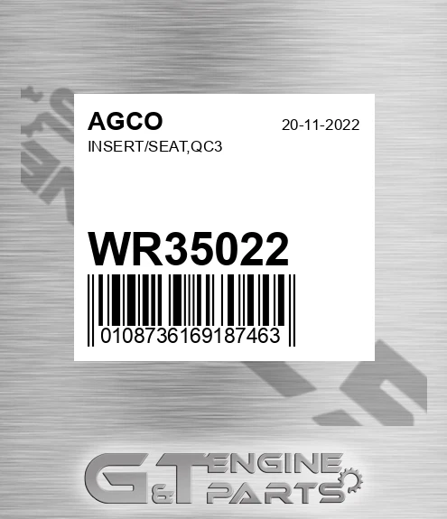 WR35022 Insert/seat,qc3 for AGCO