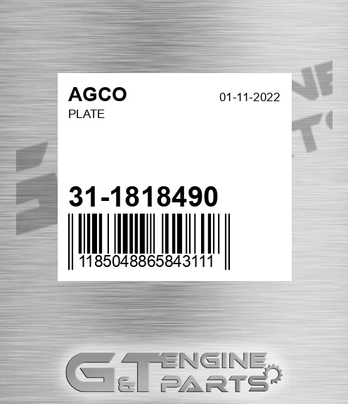 31-1818490 Plate for AGCO