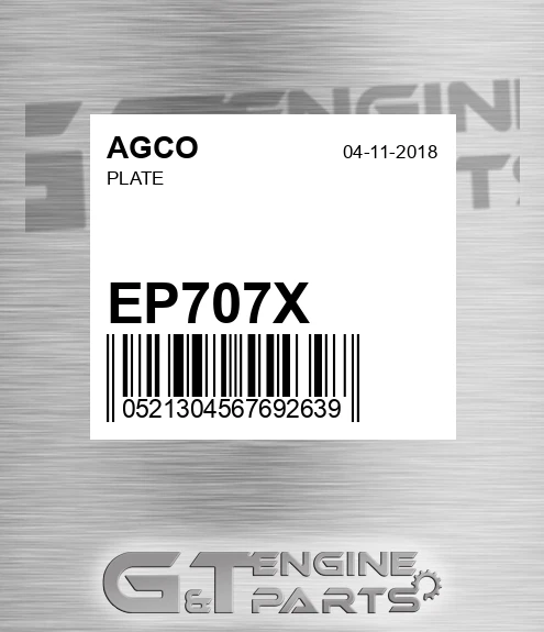 EP707X AGCO Plate