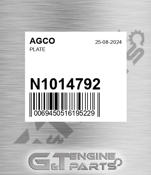 N1014792 AGCO Plate