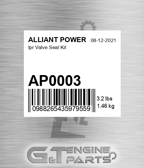 AP0003 Ipr Valve Seal Kit