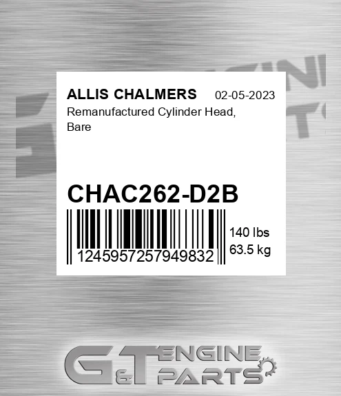 CHAC262-D2B Remanufactured Cylinder Head, Bare