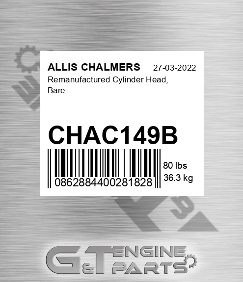 CHAC149B Remanufactured Cylinder Head, Bare