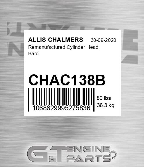 CHAC138B Remanufactured Cylinder Head, Bare