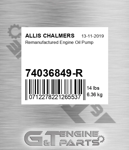 74036849-R Remanufactured Engine Oil Pump