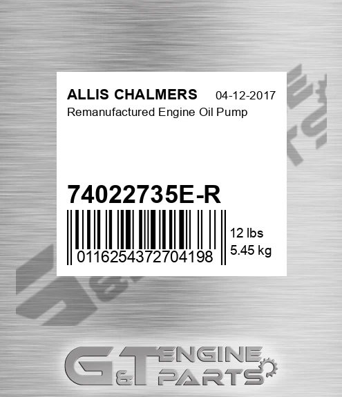 74022735E-R Remanufactured Engine Oil Pump
