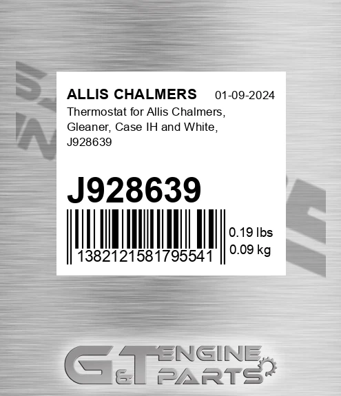 J928639 Thermostat For , Gleaner, Case Ih And White,