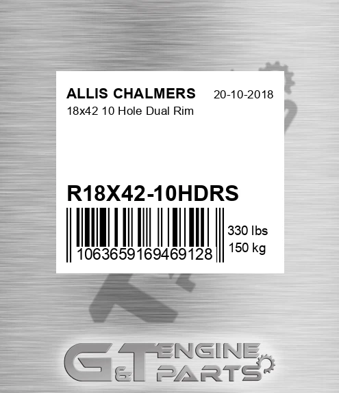 R18X42-10HDRS 18x42 10 Hole Dual Rim