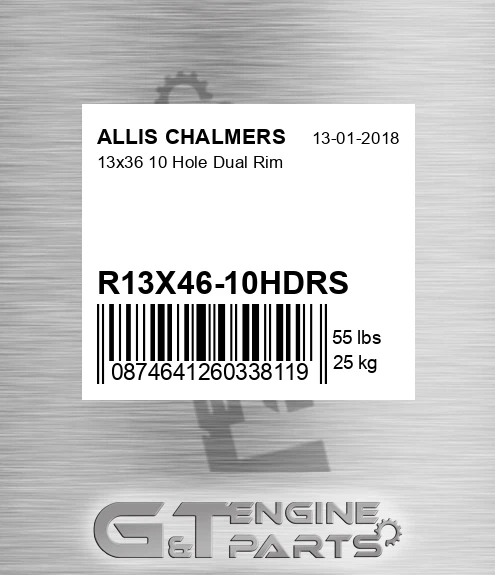 R13X46-10HDRS 13x36 10 Hole Dual Rim