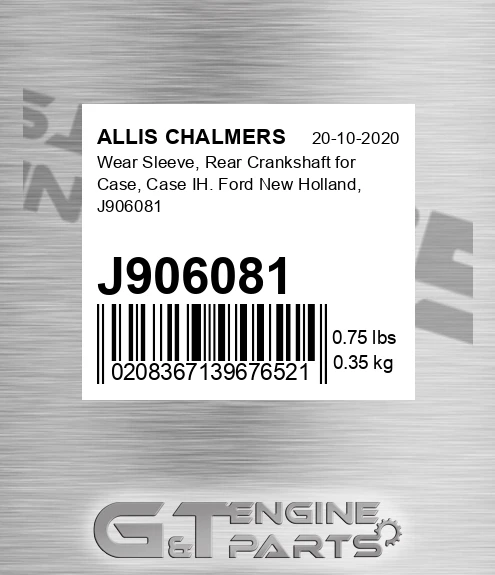 J906081 Wear Sleeve, Rear Crankshaft For Case, Case Ih. Ford New Holland,