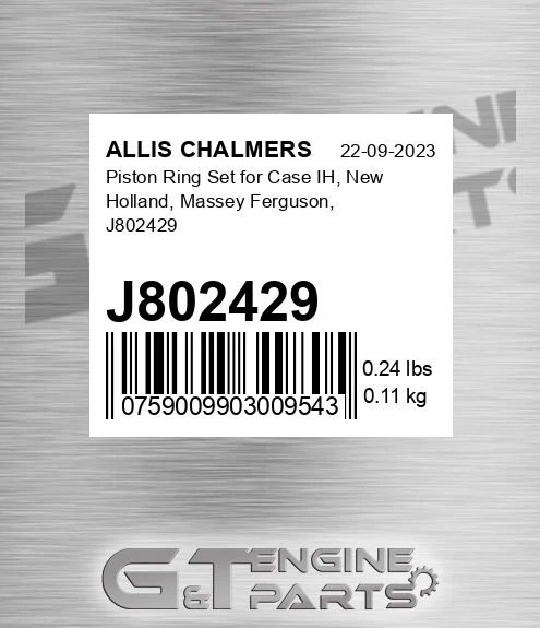 J802429 Piston Ring Set For Case Ih, New Holland, Massey Ferguson,