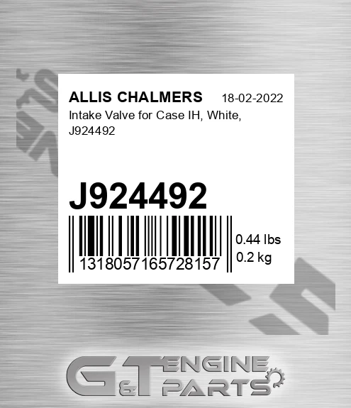 J924492 Intake Valve For Case Ih, White,