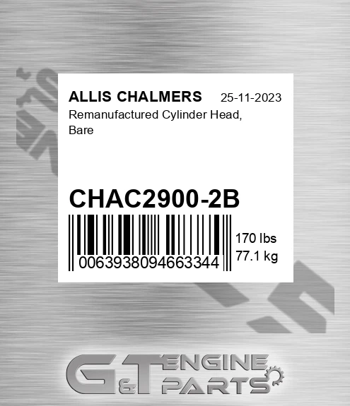 CHAC2900-2B Remanufactured Cylinder Head, Bare