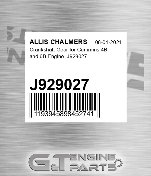 J929027 Crankshaft Gear For Cummins 4b And 6b Engine,