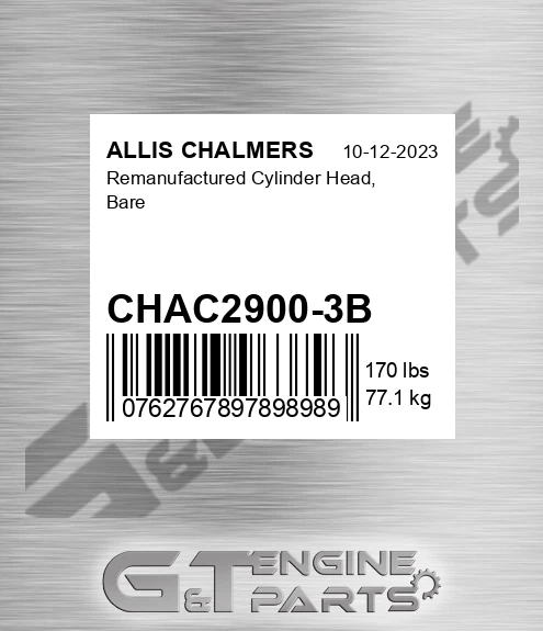 CHAC2900-3B Remanufactured Cylinder Head, Bare