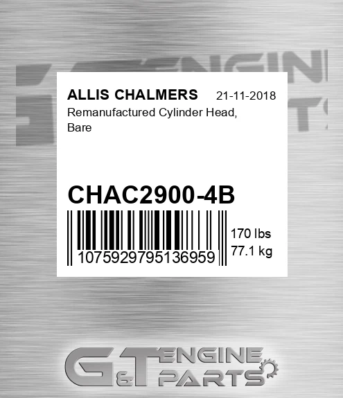 CHAC2900-4B Remanufactured Cylinder Head, Bare