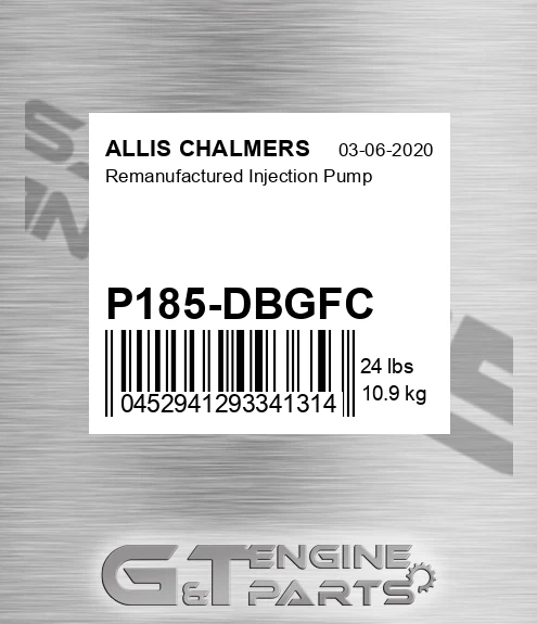 P185-DBGFC Remanufactured Injection Pump