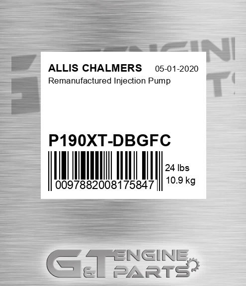 P190XT-DBGFC Remanufactured Injection Pump