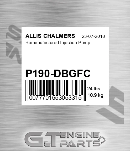 P190-DBGFC Remanufactured Injection Pump