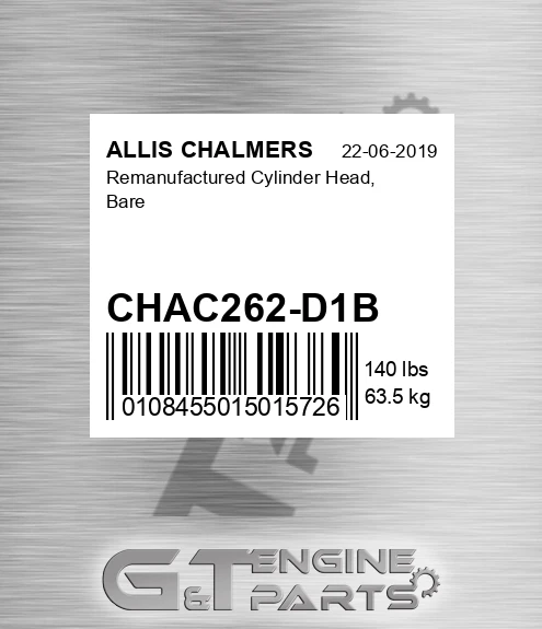 CHAC262-D1B Remanufactured Cylinder Head, Bare