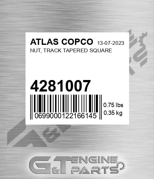 4281007 Nut, Track Tapered Square