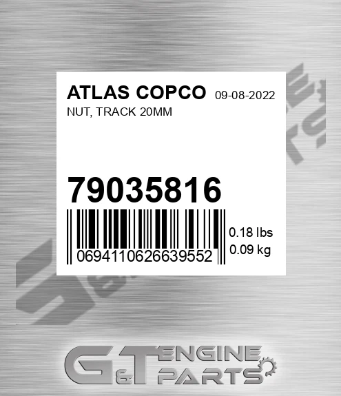 79035816 Nut, Track 20mm