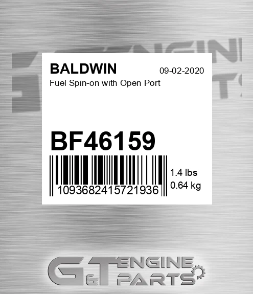 BF46159 BALDWIN Fuel Spin-on With Open Port