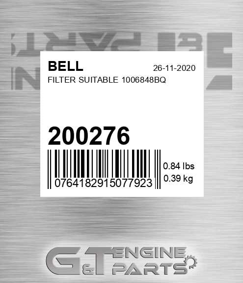 200276 BELL Filter Suitable 1006848bq