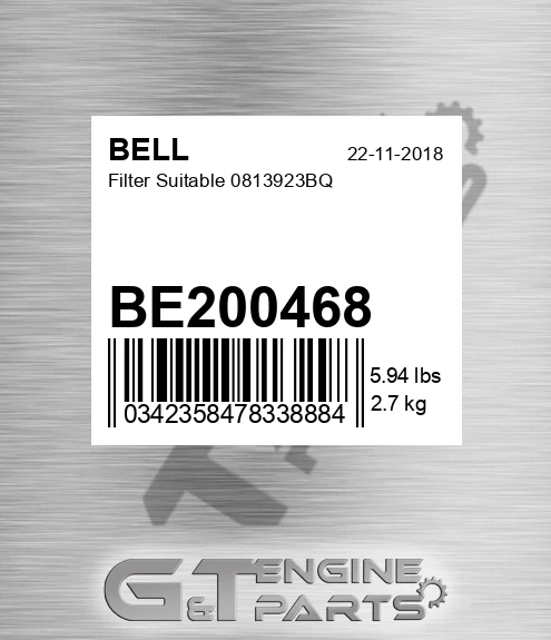 BE200468 Filter Suitable 0813923bq for BELL