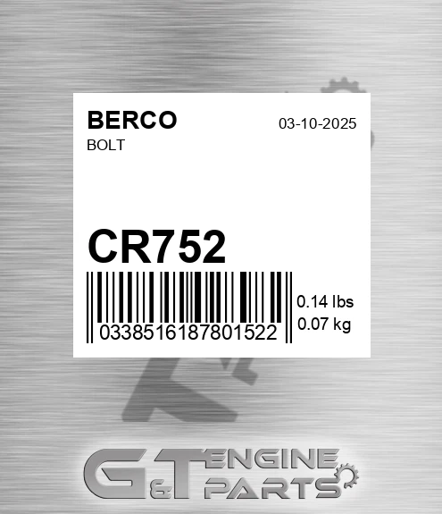 CR752 BERCO Bolt