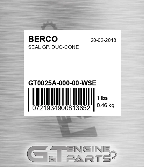 GT0025A-000-00-WSE Seal Gp. Duo-cone
