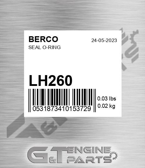 LH260 BERCO Seal O-ring