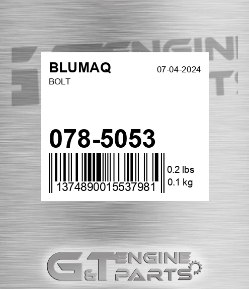 078-5053 Bolt for BLUMAQ