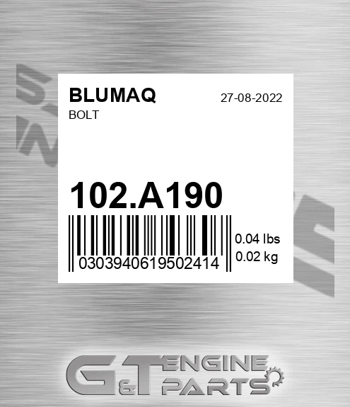 102.A190 Bolt for BLUMAQ