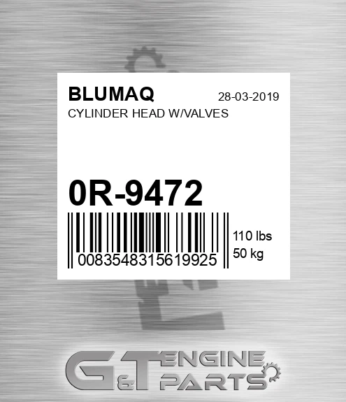 0R-9472 Cylinder Head W/valves for BLUMAQ