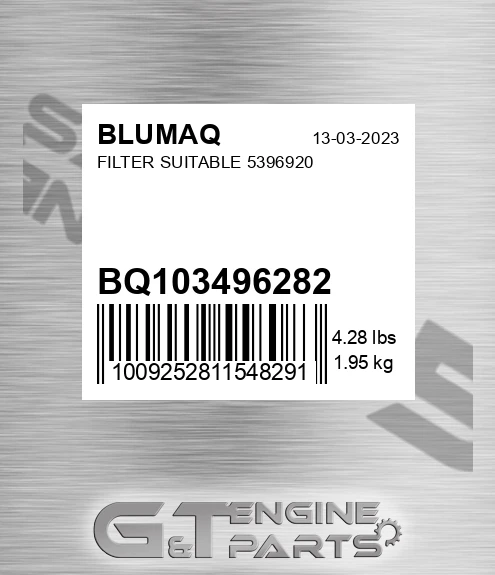 BQ103496282 Filter Suitable 5396920 for BLUMAQ