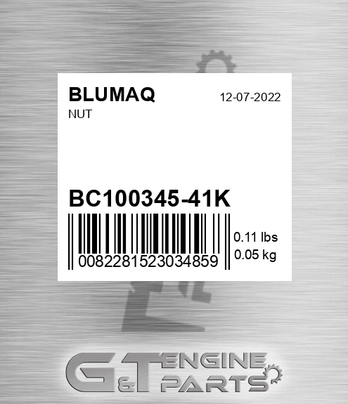 BC100345-41K Nut for BLUMAQ