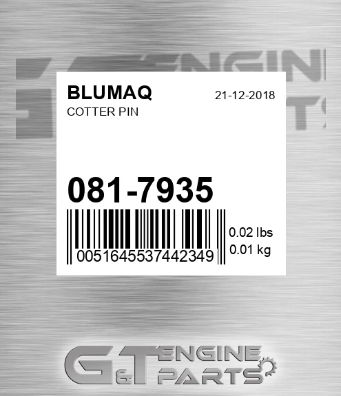 081-7935 Cotter Pin for BLUMAQ