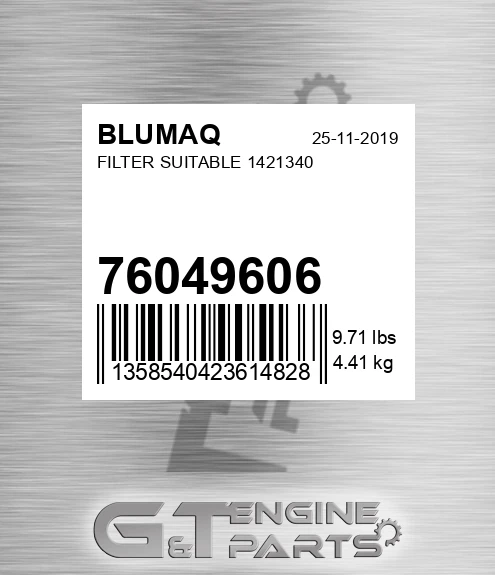 76049606 BLUMAQ Filter Suitable 1421340