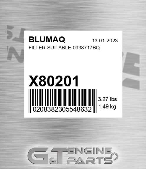 X80201 Filter Suitable 0938717bq